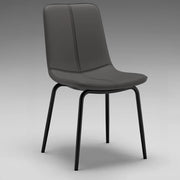 Modern Minimalist Beige Leather Dining Chair with Back