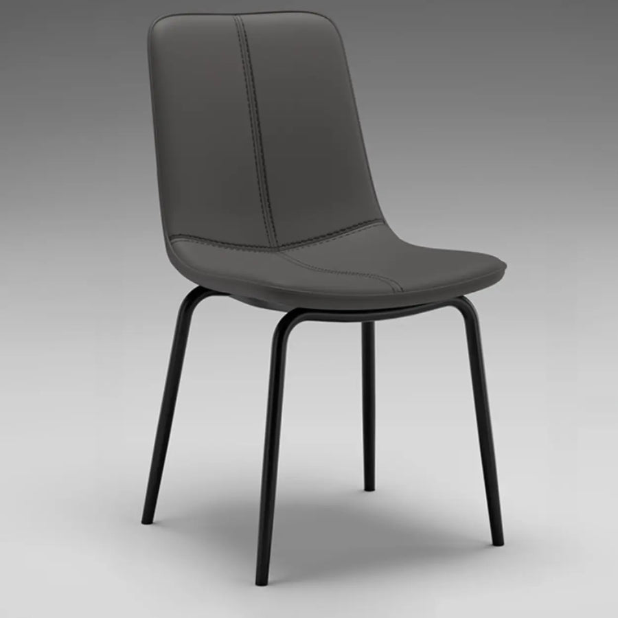Modern Minimalist Beige Leather Dining Chair with Back