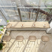 Modern Minimalist Clear Acrylic Pedestal Wood Bar Table