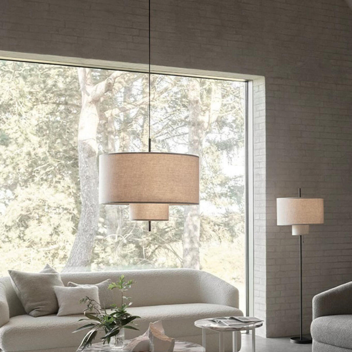 Modern Minimalist Fabric Cylinder Living Room Pendant Light