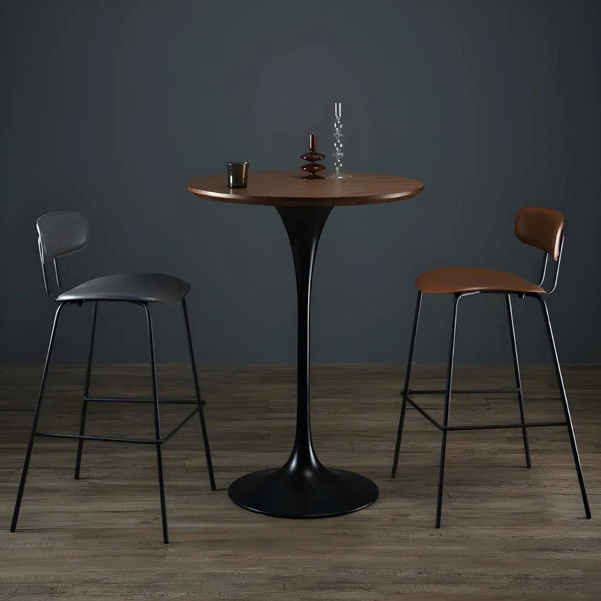 Modern Minimalist Pedestal Small Round Bar Table
