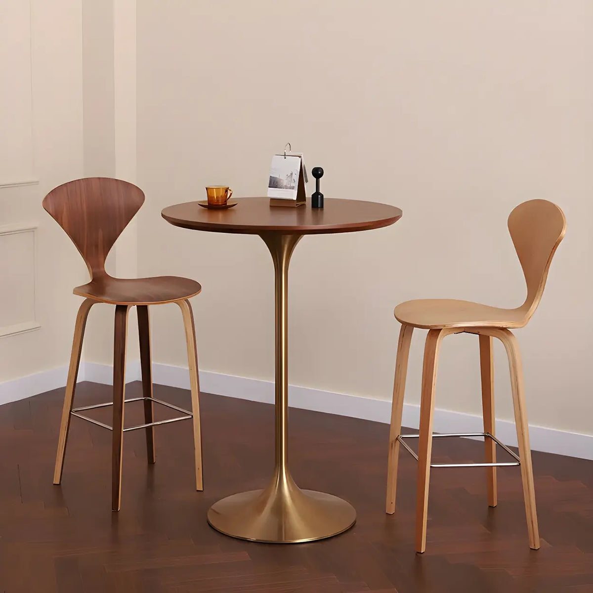 Modern Minimalist Pedestal Small Round Bar Table