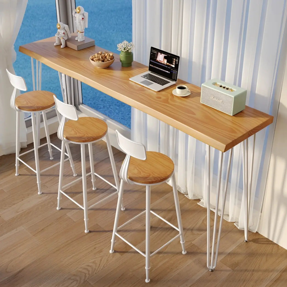 Modern Minimalist Rectangular Slim Natural Bar Table