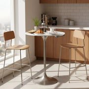 Modern Minimalist Small Round Stone Bistro Bar Table