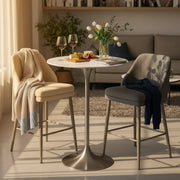 Modern Minimalist Small Round Stone Bistro Bar Table