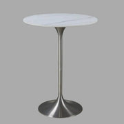 Modern Minimalist Small Round Stone Bistro Bar Table
