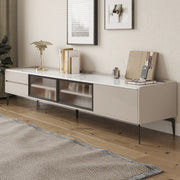 Modern Minimalist TV Stand with Drawers and Marble Top