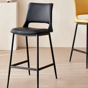 Modern Minimalist Upholstered Low Back Leather Saddle Bar Stool