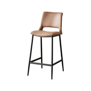 Modern Minimalist Upholstered Low Back Leather Saddle Bar Stool