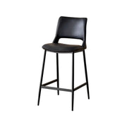 Modern Minimalist Upholstered Low Back Leather Saddle Bar Stool
