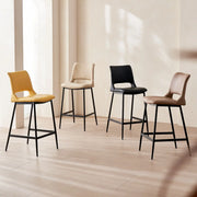 Modern Minimalist Upholstered Low Back Leather Saddle Bar Stool