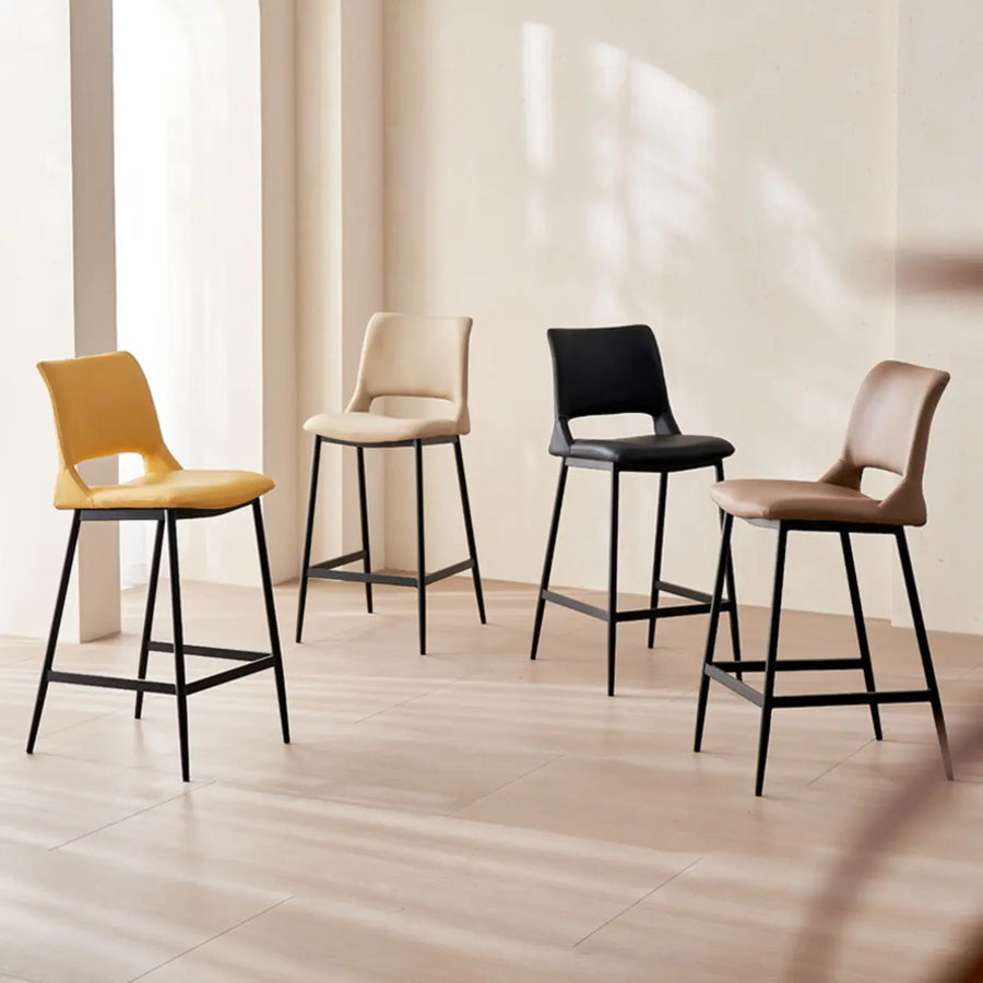 Modern Minimalist Upholstered Low Back Leather Saddle Bar Stool