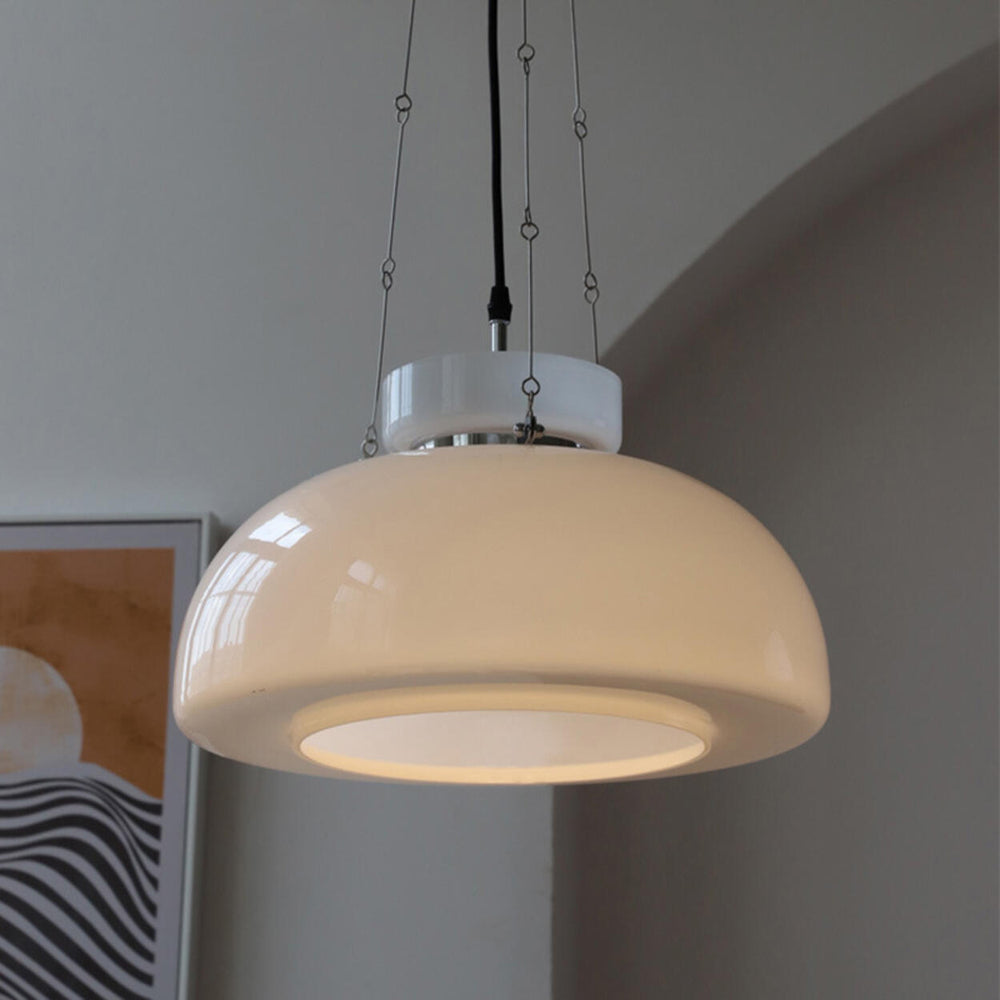 Modern Minimalist White Glass Dome Pendant Light