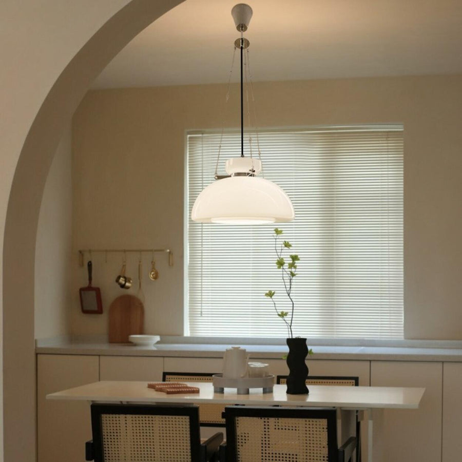 Modern Minimalist White Glass Dome Pendant Light