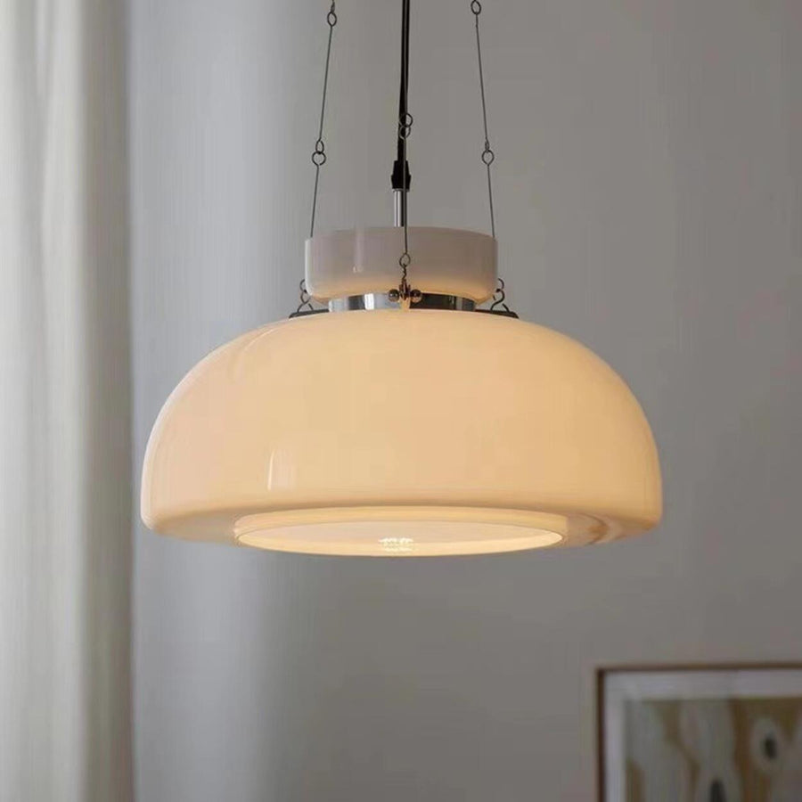 Modern Minimalist White Glass Dome Pendant Light