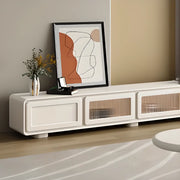Modern Minimalist White TV Stand with Storage Cabinet