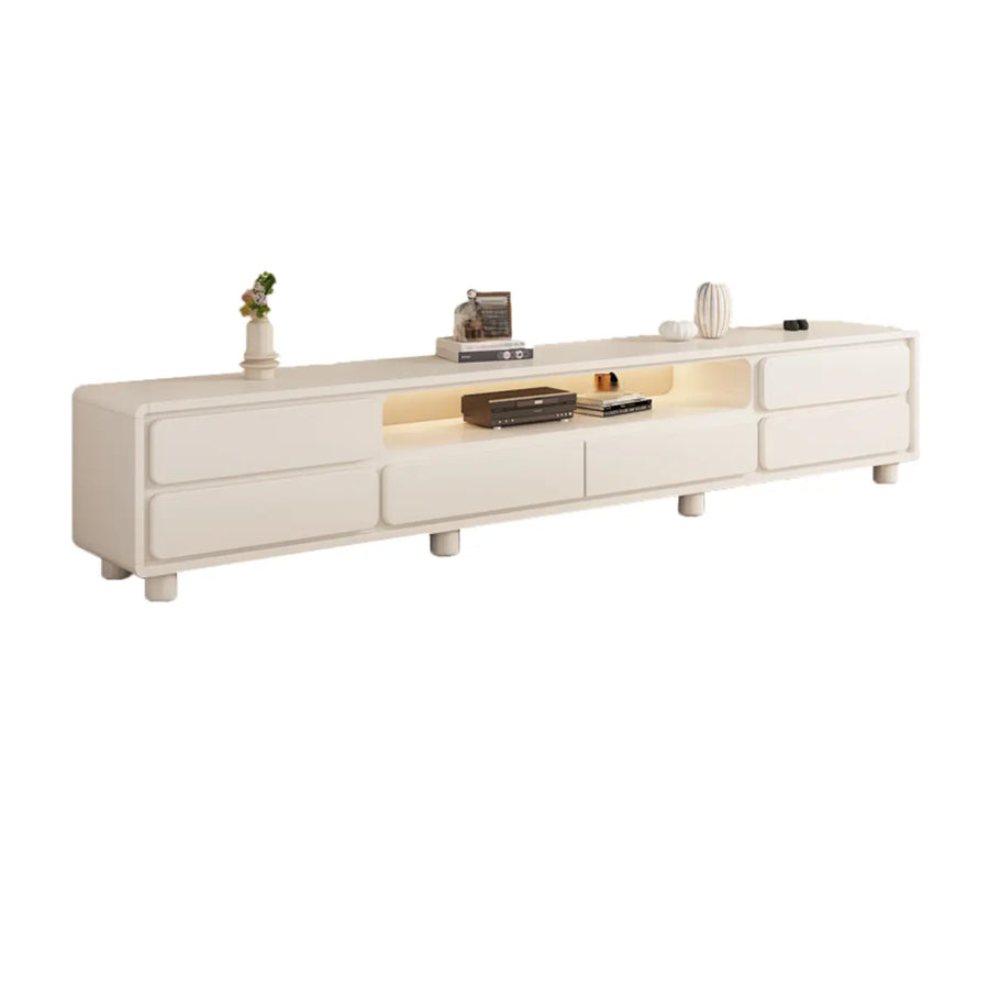 Modern Minimalist White TV Stand with Storage Drawers