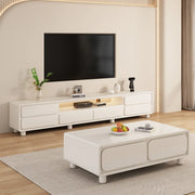 Modern Minimalist White TV Stand with Storage Drawers