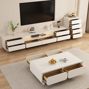 Modern Minimalist White TV Stand with Storage Drawers