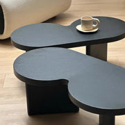 Modern Modular Black Clover Bunching Coffee Table Set of Two