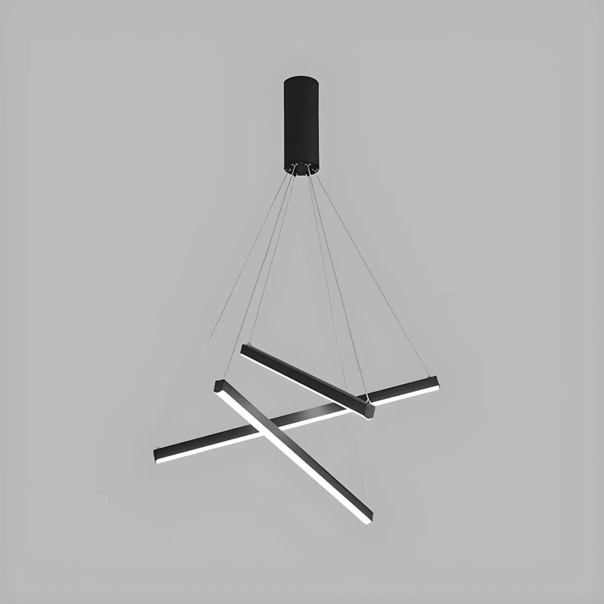 Modern Multi-Rod Geometric Black Chandelier Living Room