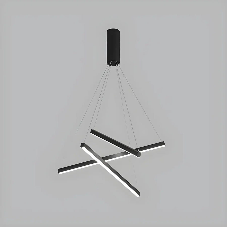 Modern Multi-Rod Geometric Black Chandelier Living Room