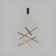 Modern Multi-Rod Geometric Black Chandelier Living Room