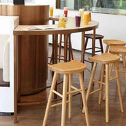 Modern Natural Wood Counter Height Bar Stool With Footrest