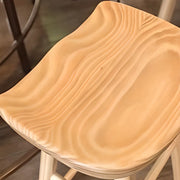 Modern Natural Wood Counter Height Bar Stool With Footrest