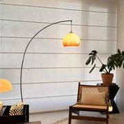 Modern Orange Amber Dome Arc Floor Lamp For Living Room