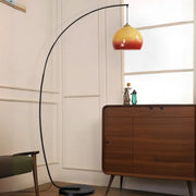 Modern Orange Amber Dome Arc Floor Lamp For Living Room