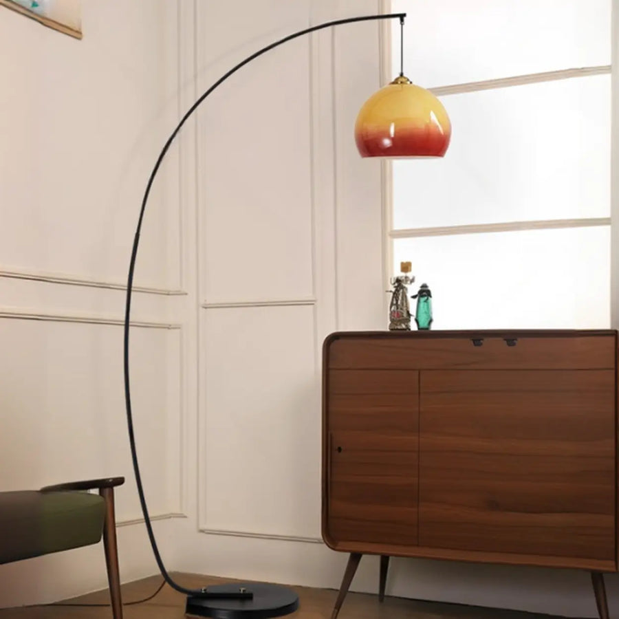 Modern Orange Amber Dome Arc Floor Lamp For Living Room