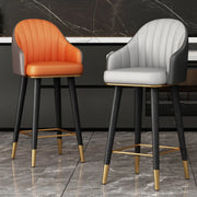 Modern Swivel Leather Upholstered Bucket Bar Stool