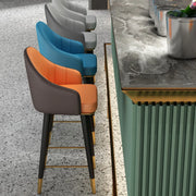 Modern Swivel Leather Upholstered Bucket Bar Stool