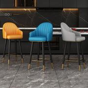 Modern Swivel Leather Upholstered Bucket Bar Stool