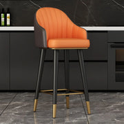 Modern Swivel Leather Upholstered Bucket Bar Stool