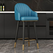 Modern Swivel Leather Upholstered Bucket Bar Stool