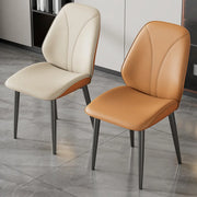 Modern Orange Upholstered Solid Back Leather Dining Chairs