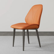 Modern Orange Upholstered Solid Back Leather Dining Chairs