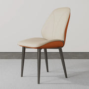 Modern Orange Upholstered Solid Back Leather Dining Chairs