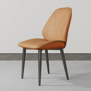 Modern Orange Upholstered Solid Back Leather Dining Chairs