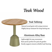 Modern Outdoor Round Teak Wood Green Balcony Patio Table