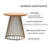 Modern Outdoor Small Round Solid Teak Patio Coffee Table