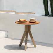 Modern Outdoor Small Round Solid Teak Patio Coffee Table