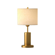 Modern Plug-in Barrel Fabric Shade Metal Table Lamp