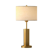 Modern Plug-in Barrel Fabric Shade Metal Table Lamp