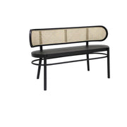 Modern Rattan-Back Wooden Bench for Stylish Home Décor
