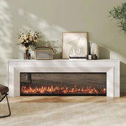 Modern Rectangle White Matte Wood Fireplace TV Stand