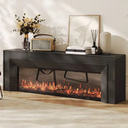 Modern Rectangle White Matte Wood Fireplace TV Stand