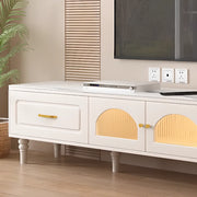 Modern Rectangle White TV Stand with Storage Drawers